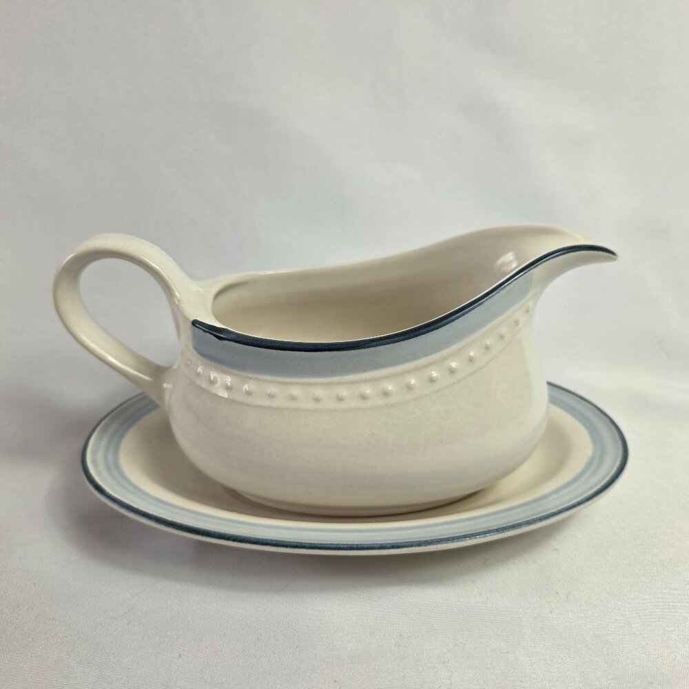 Haviland Crowning Fashion Blue Bouquet Gravy Boat & Underplate